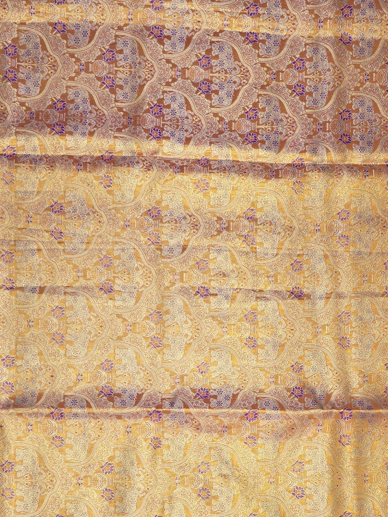 Handloom Golden Orange Silk Saree — view 4