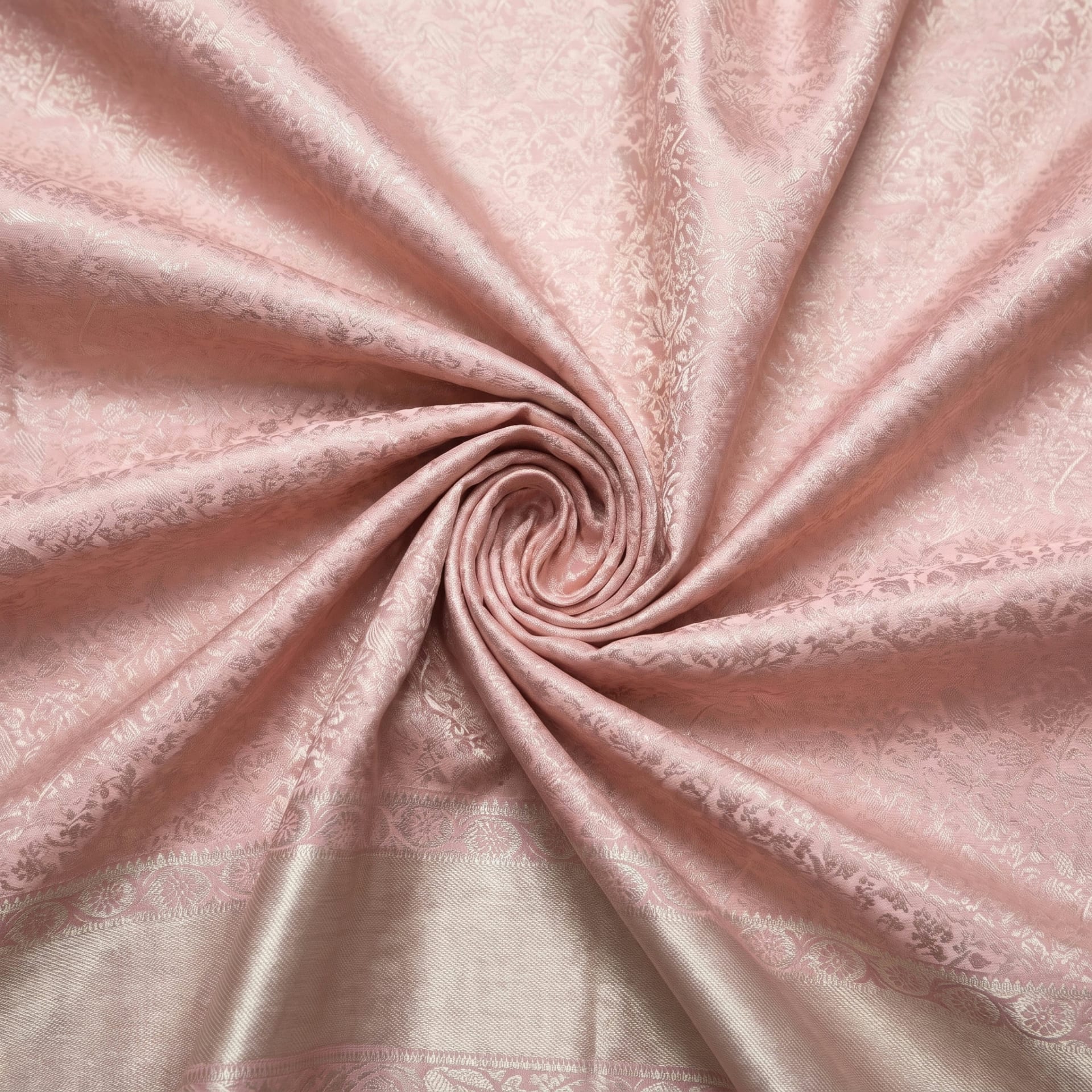 Handloom Peach Silk Saree — close drape