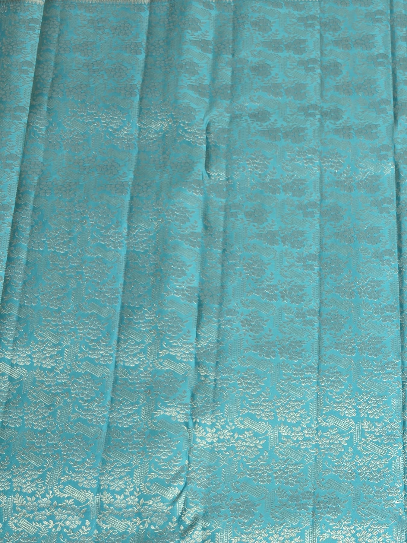 Handloom Teal Rama Green Silk Saree — view 5