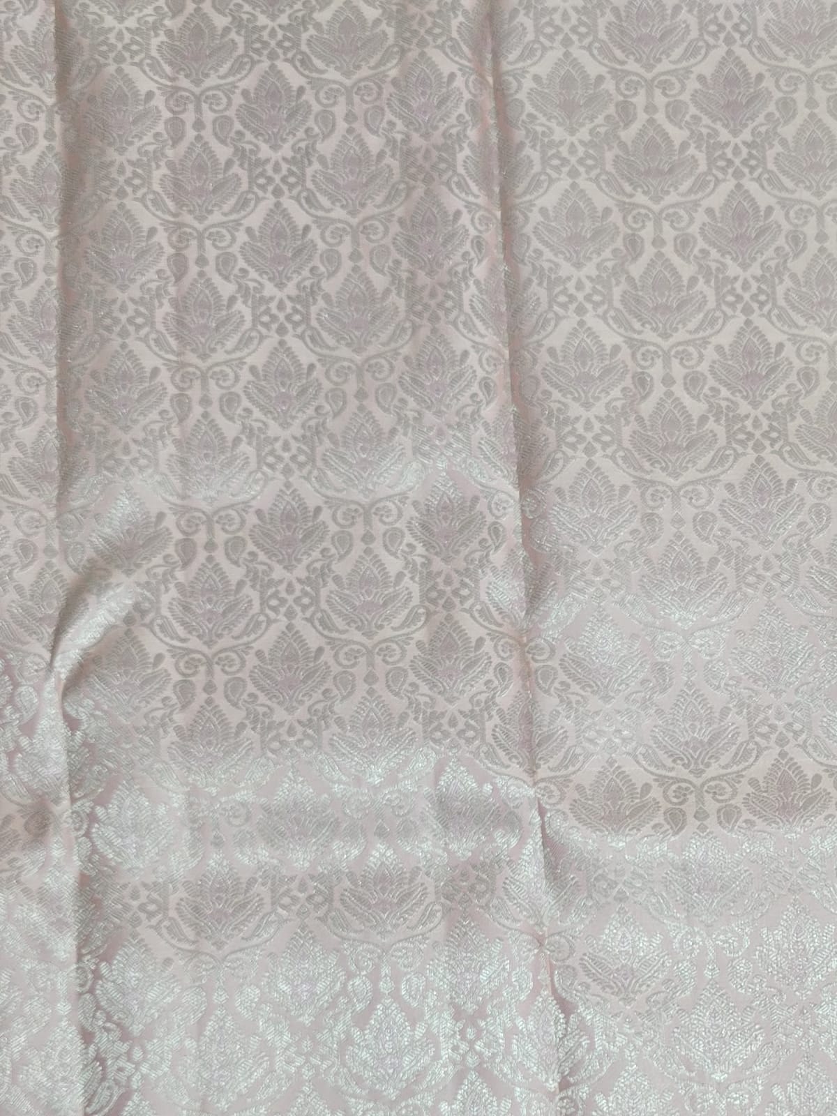 Handloom Cream Peach Silk Saree with Purple Border — view 3
