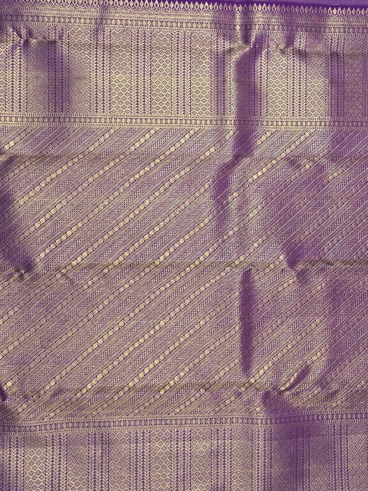 Handloom Cream Peach Silk Saree with Purple Border — view 6