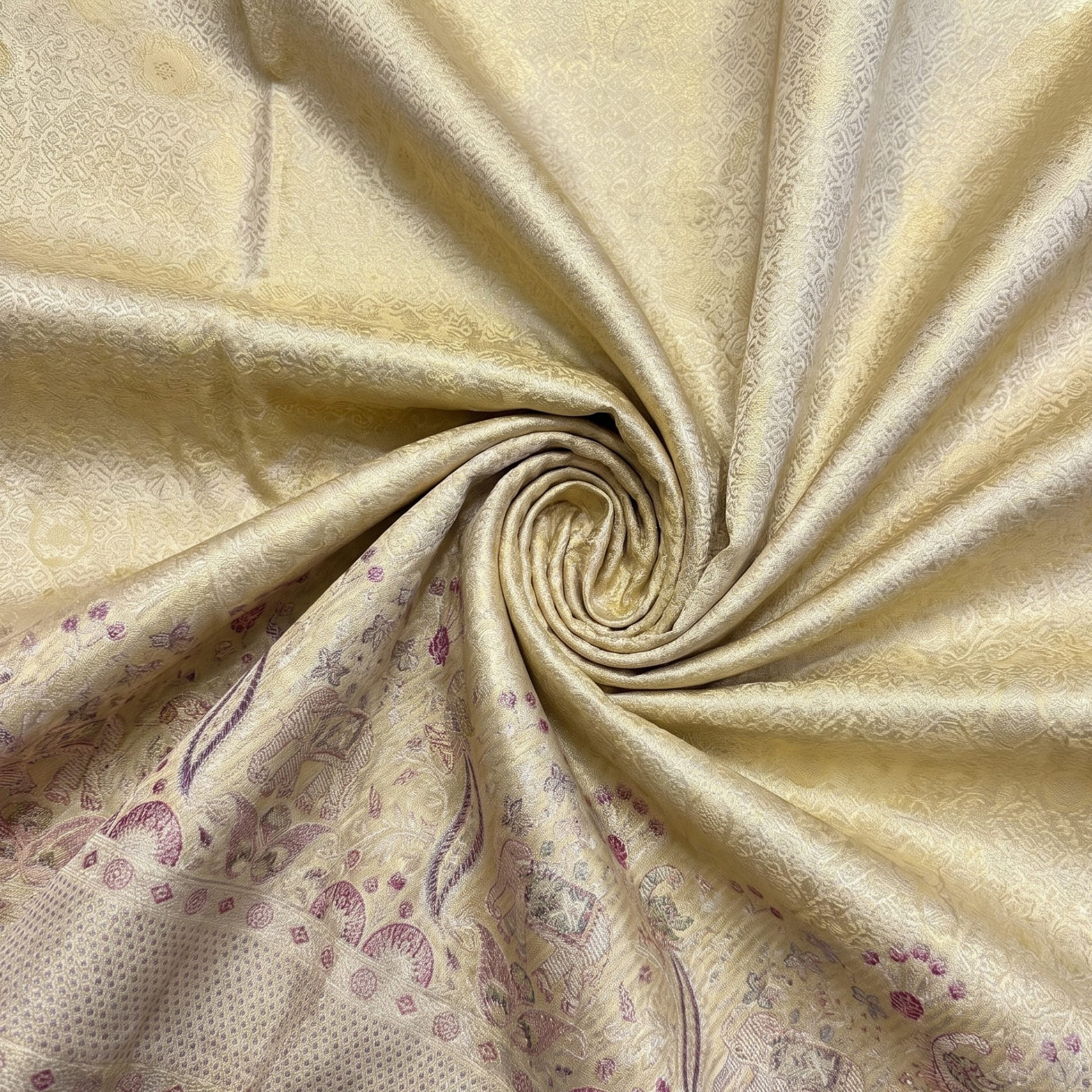 Gold Kanjivaram weave, closely