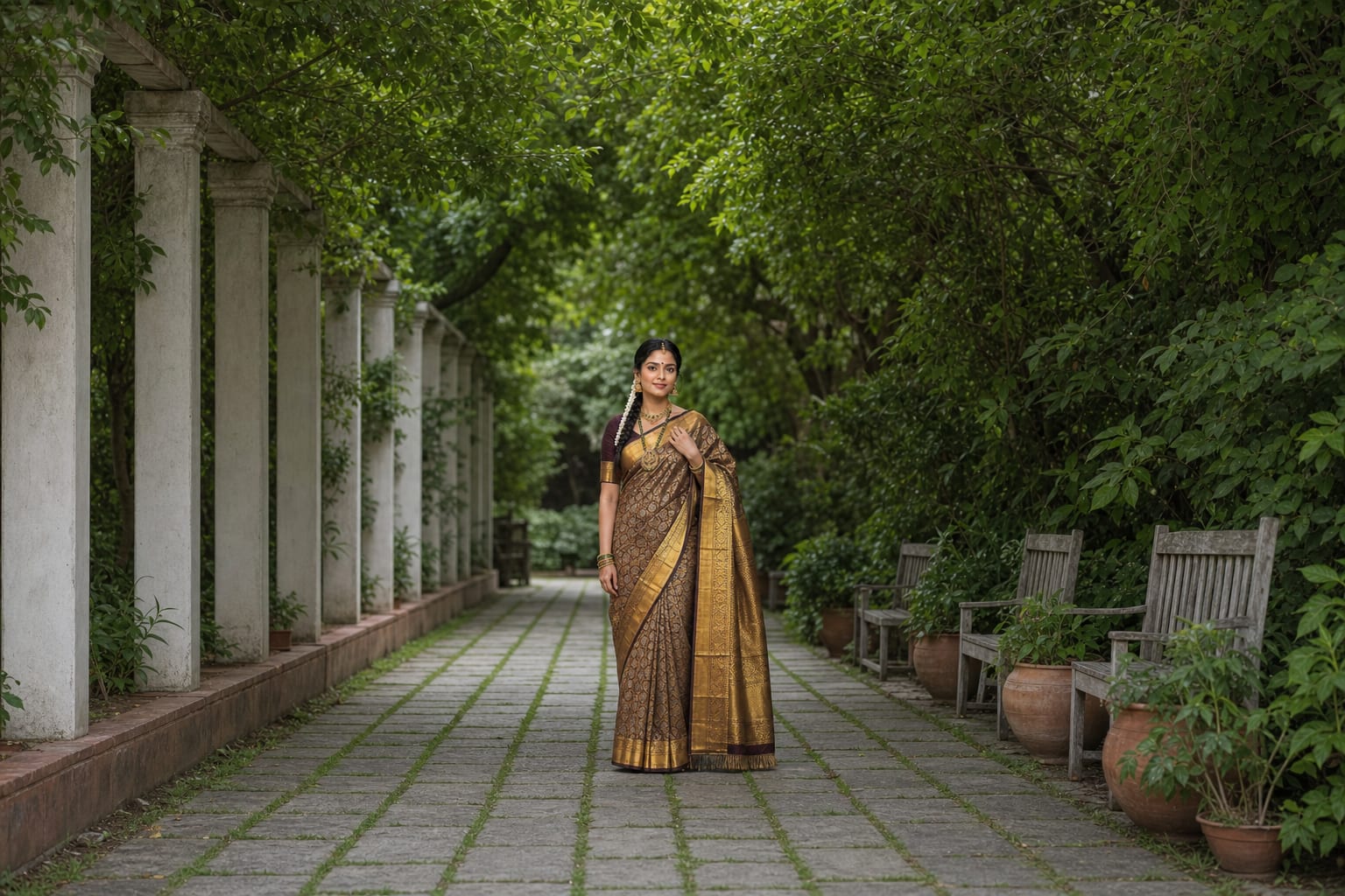 Handloom Snuff Silk Saree — the drape