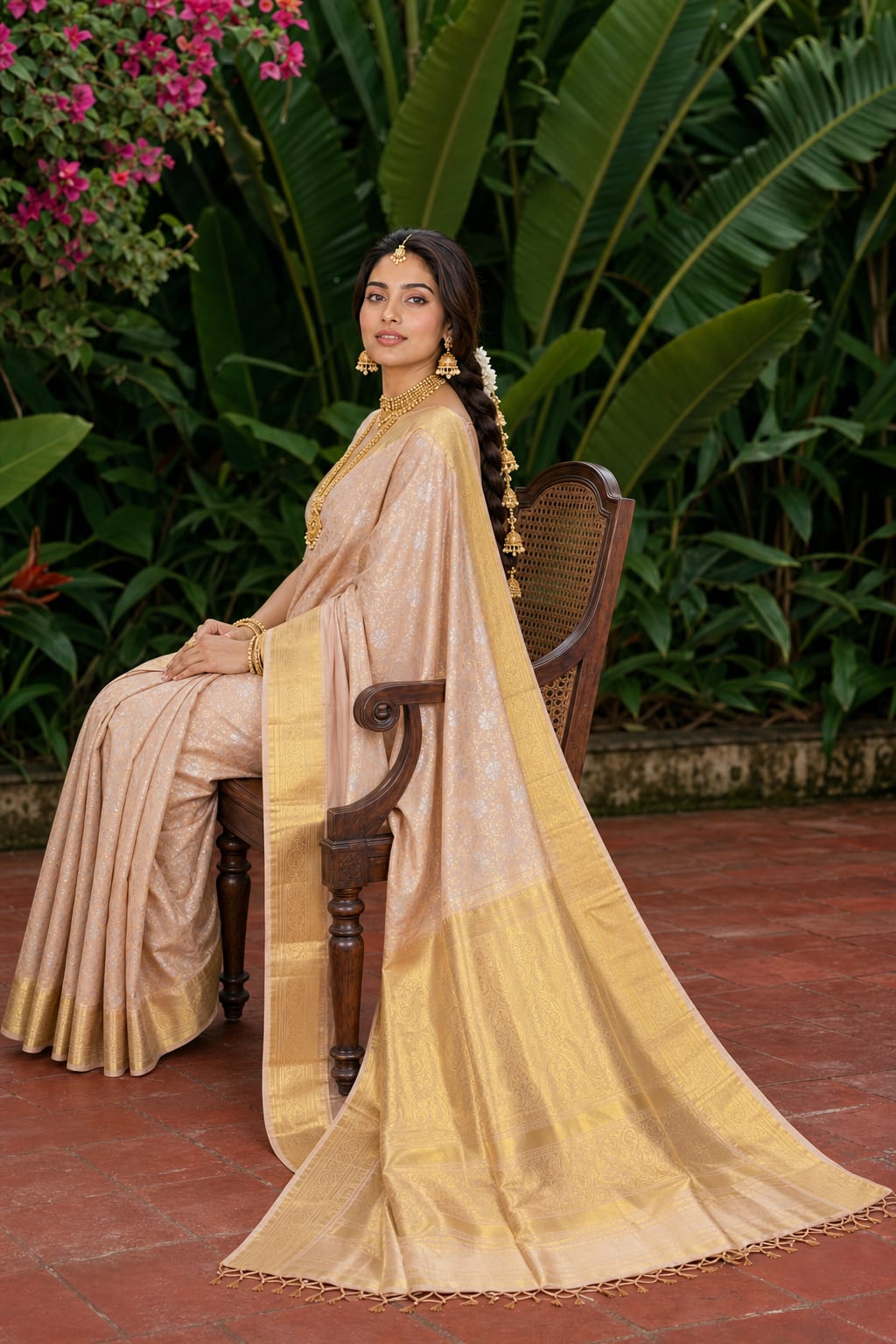 Handloom Peach Blush Silk Saree thumbnail 2
