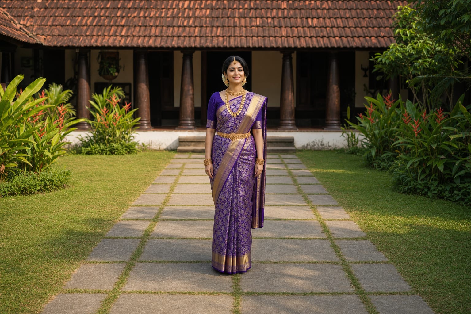 Handloom Violet Silk Saree — the drape
