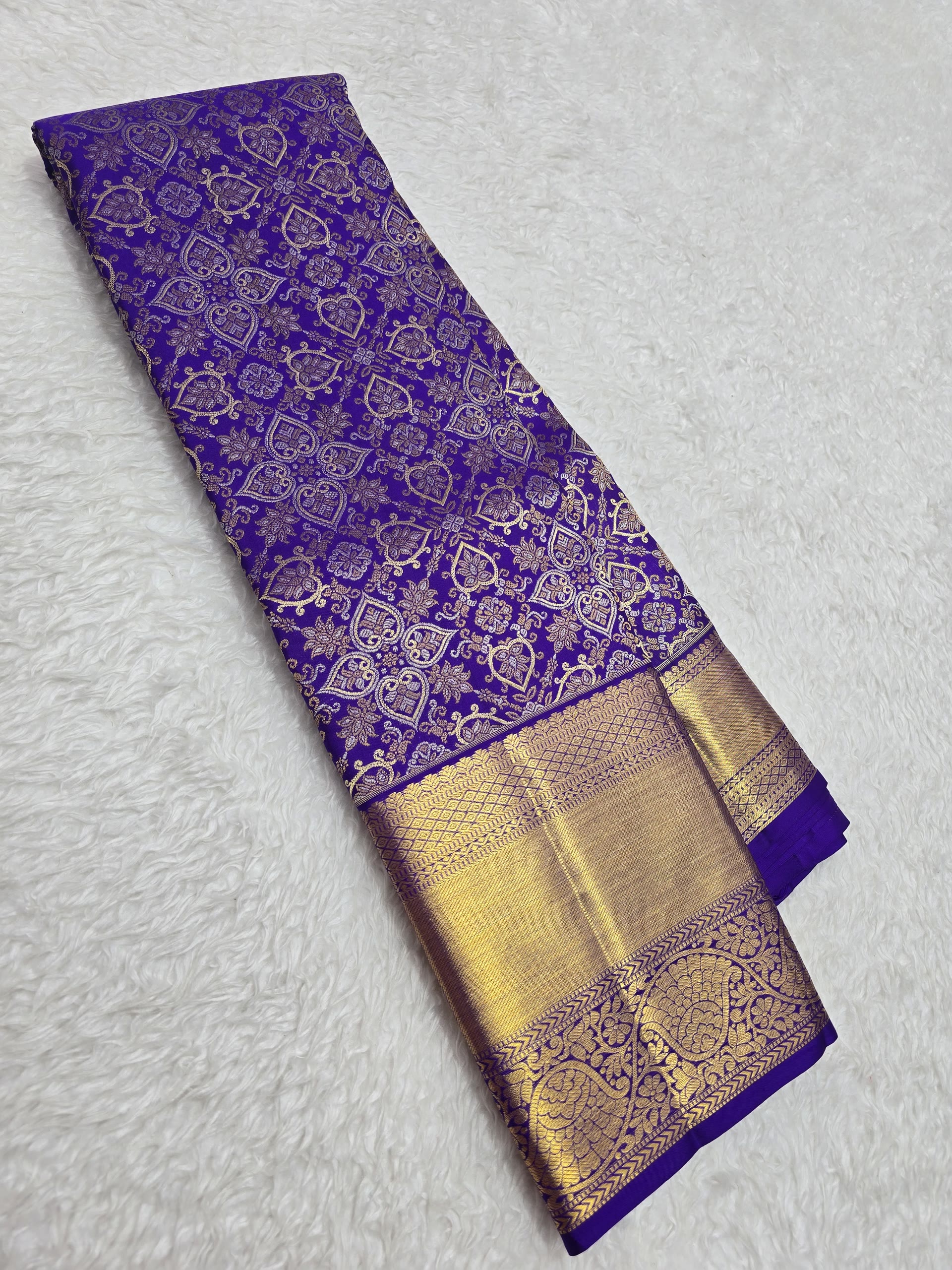 Handloom Violet Silk Saree — view 2