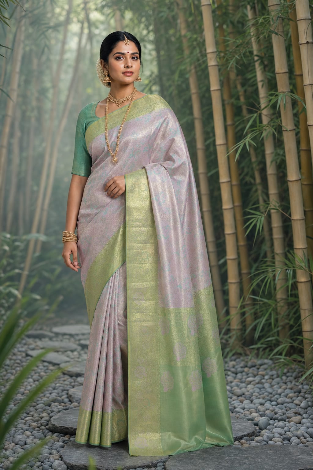 Handloom Blush Pink Silk Saree — view 1