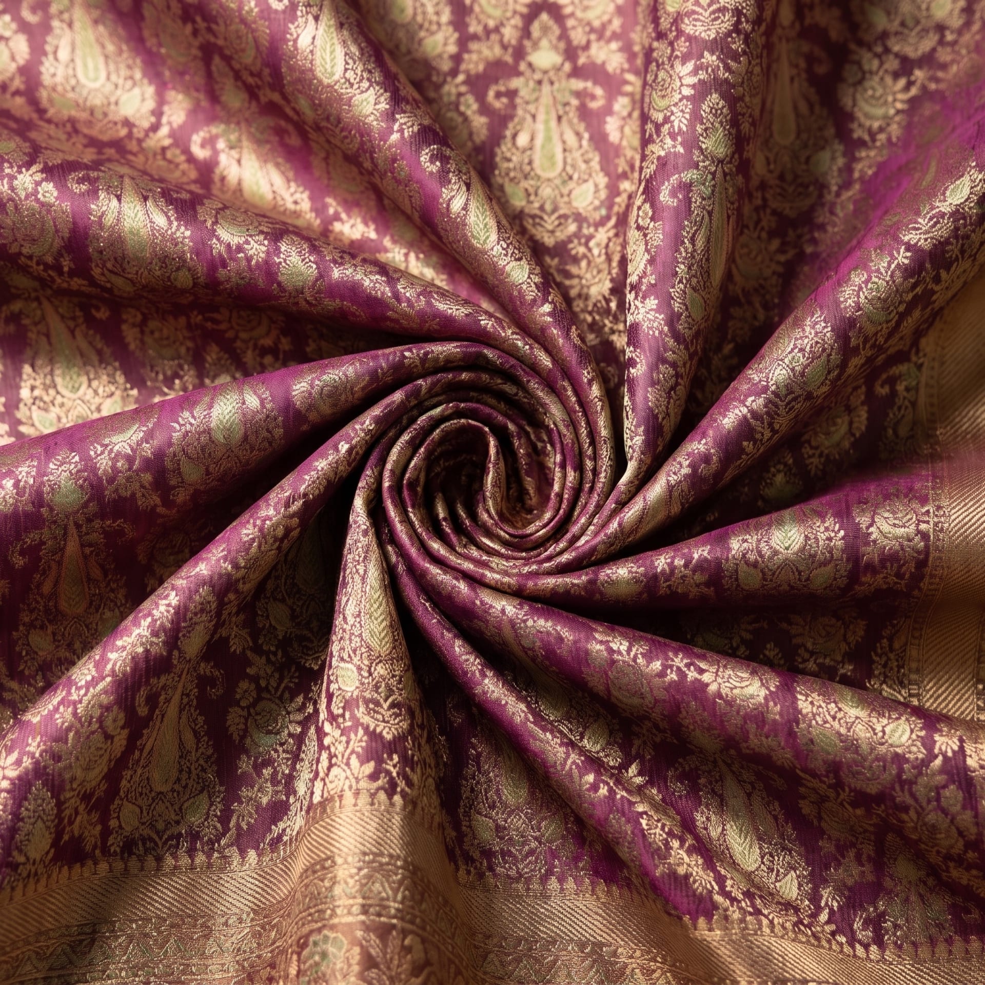 Handloom Magenta Silk Saree — close drape
