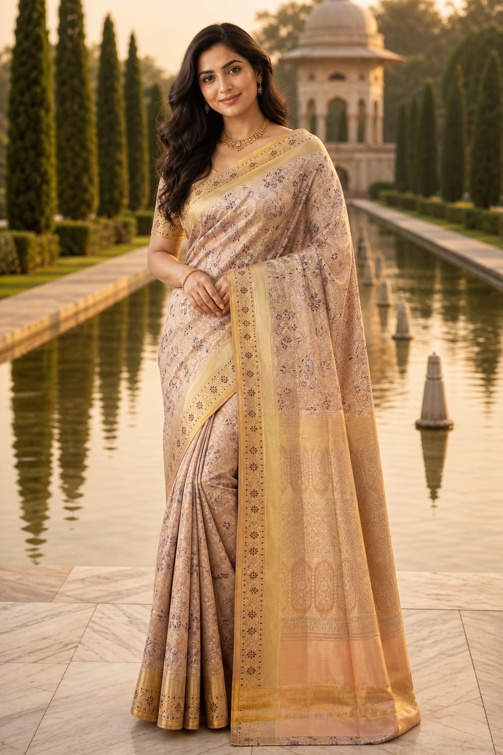Handloom Light Lavender Silk Saree — view 1