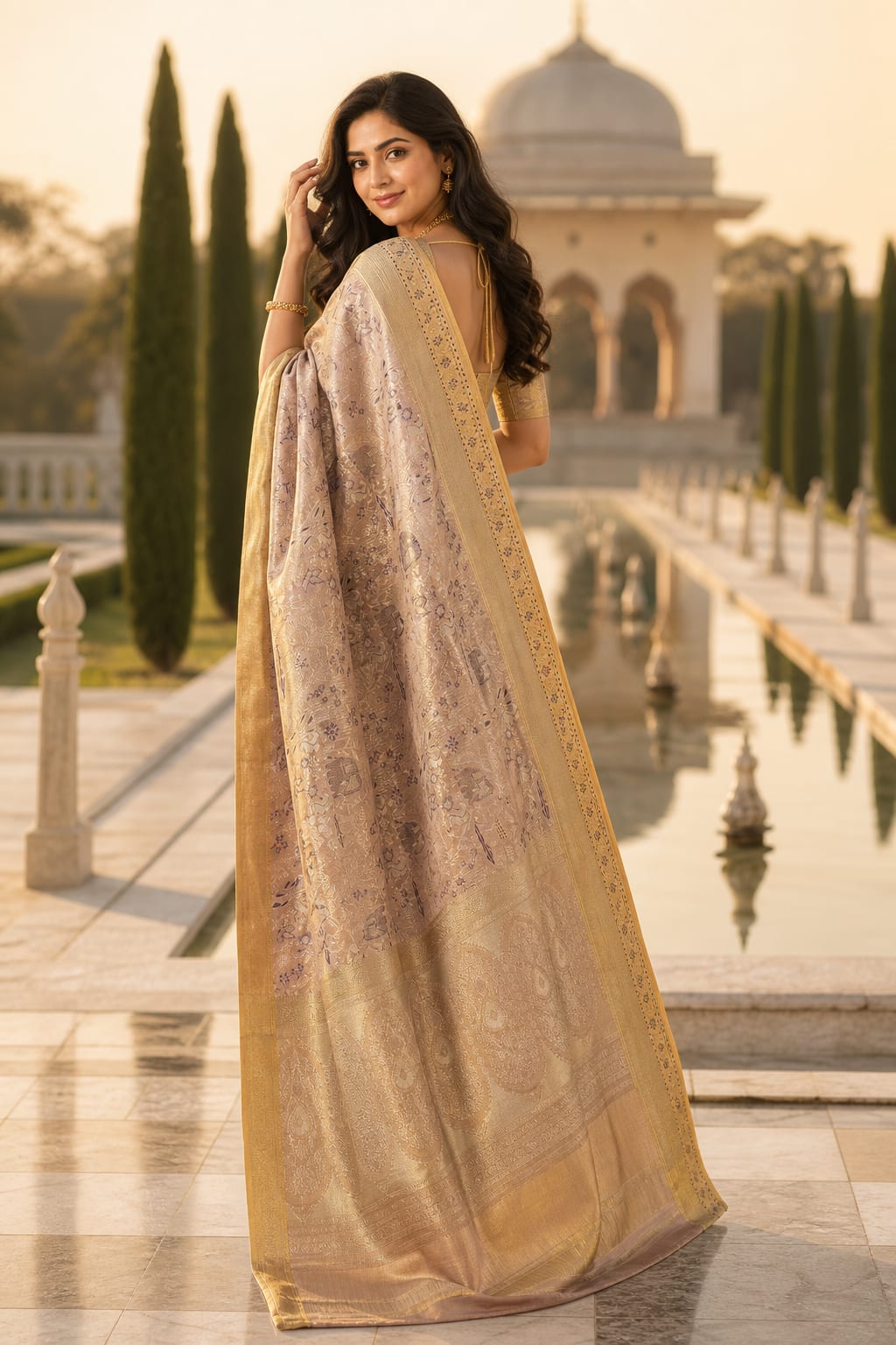 Handloom Light Lavender Silk Saree — view 2