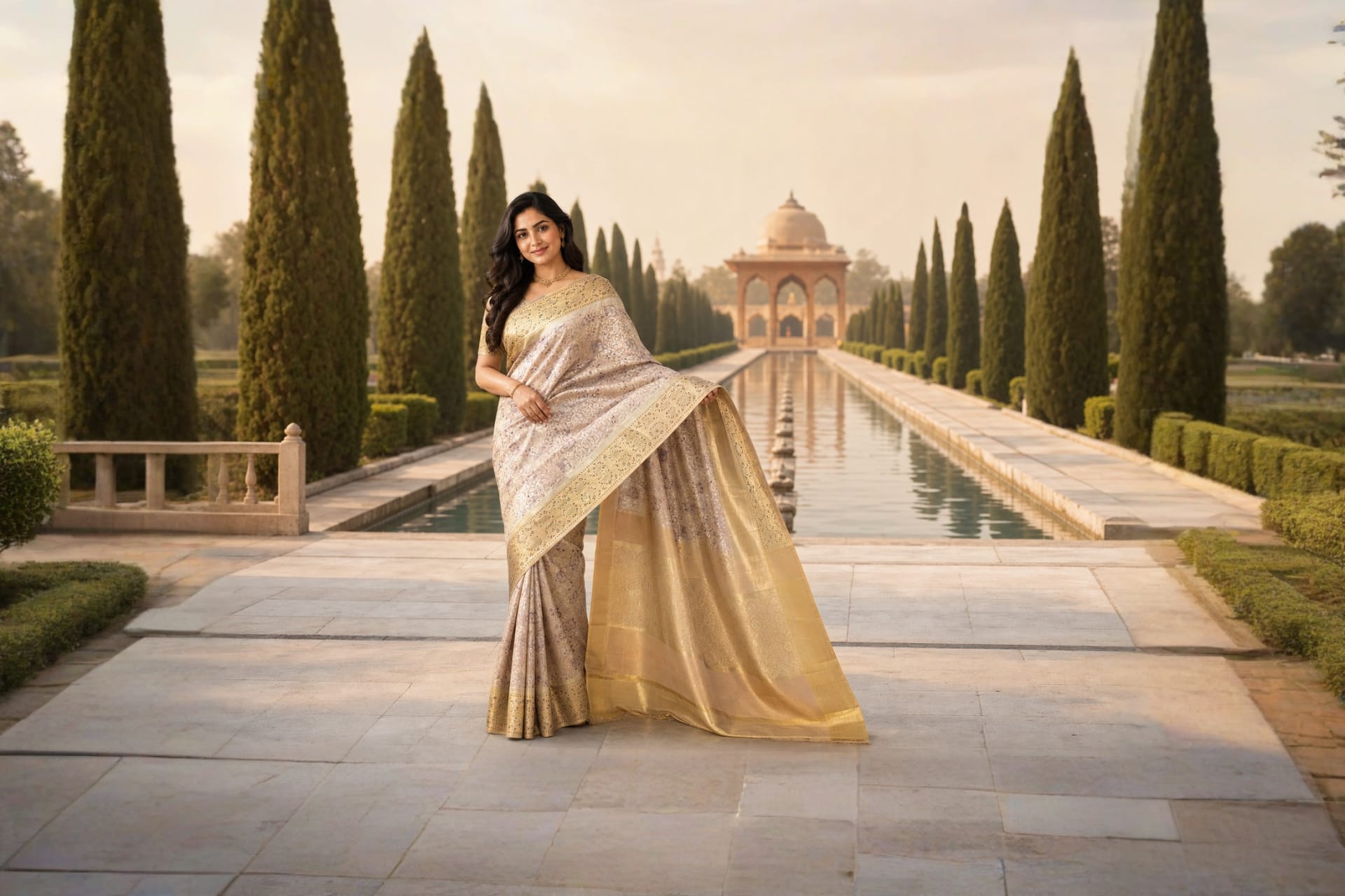 Handloom Light Lavender Silk Saree — the drape