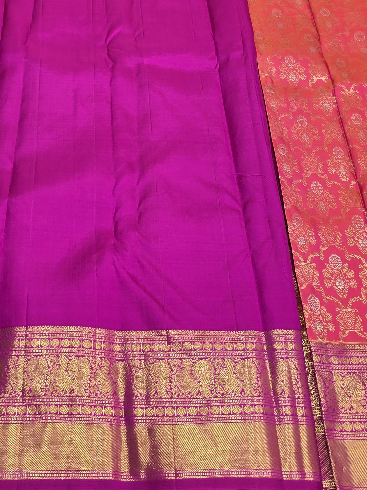Handloom Pink Silk Saree — view 5