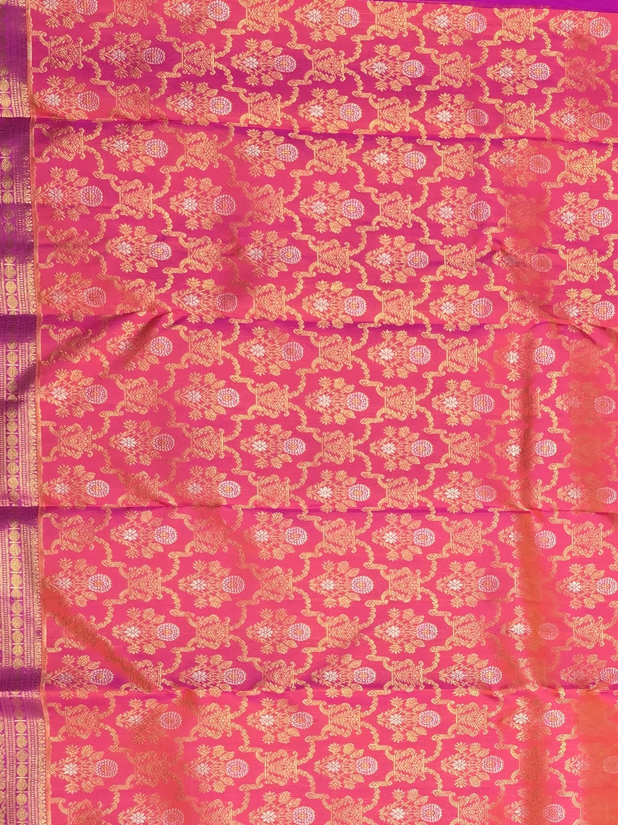 Handloom Pink Silk Saree — view 3