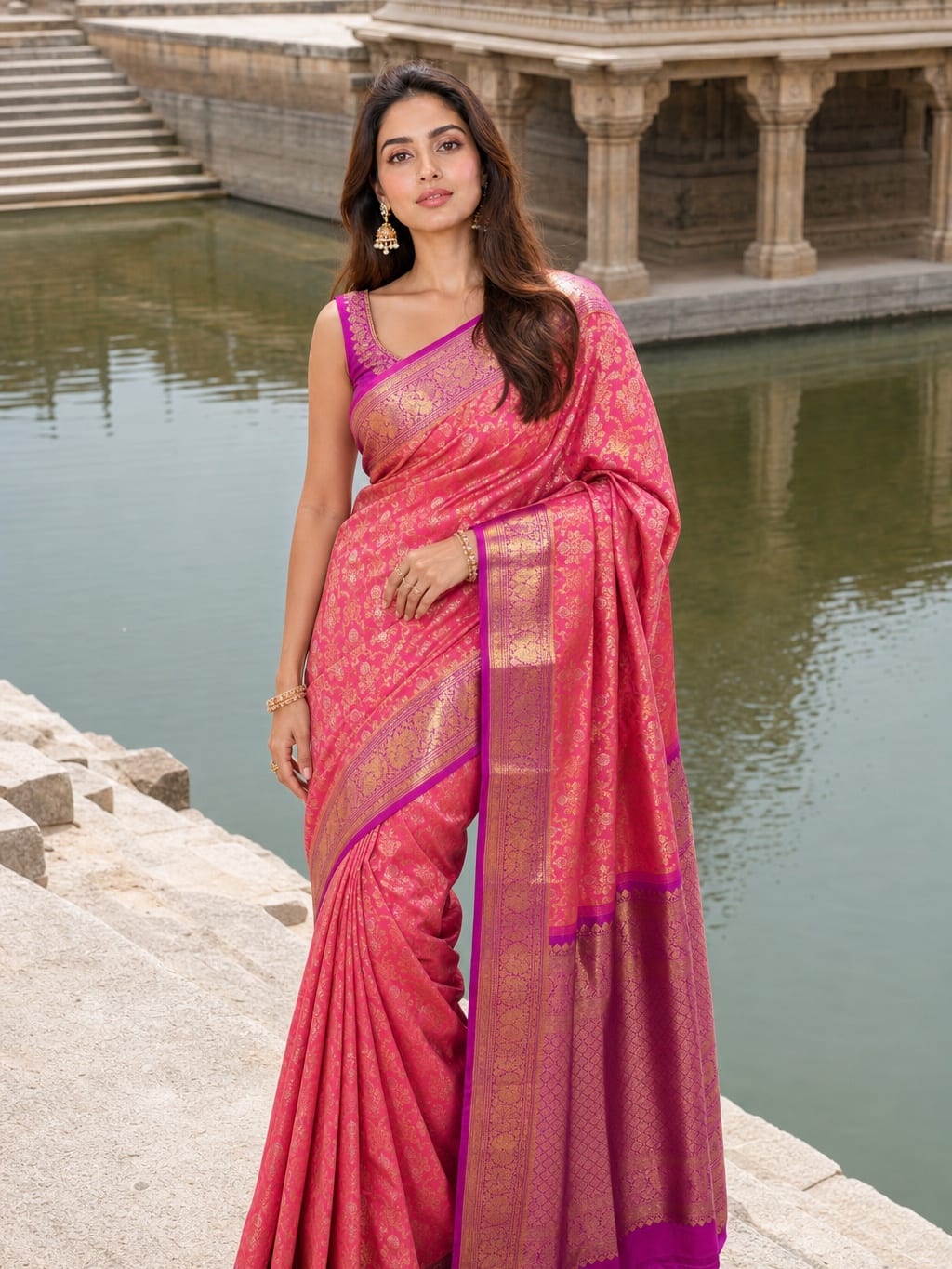 Handloom Pink Silk Saree