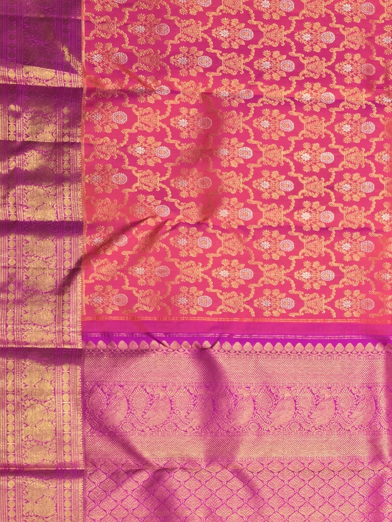 Handloom Pink Silk Saree — view 4