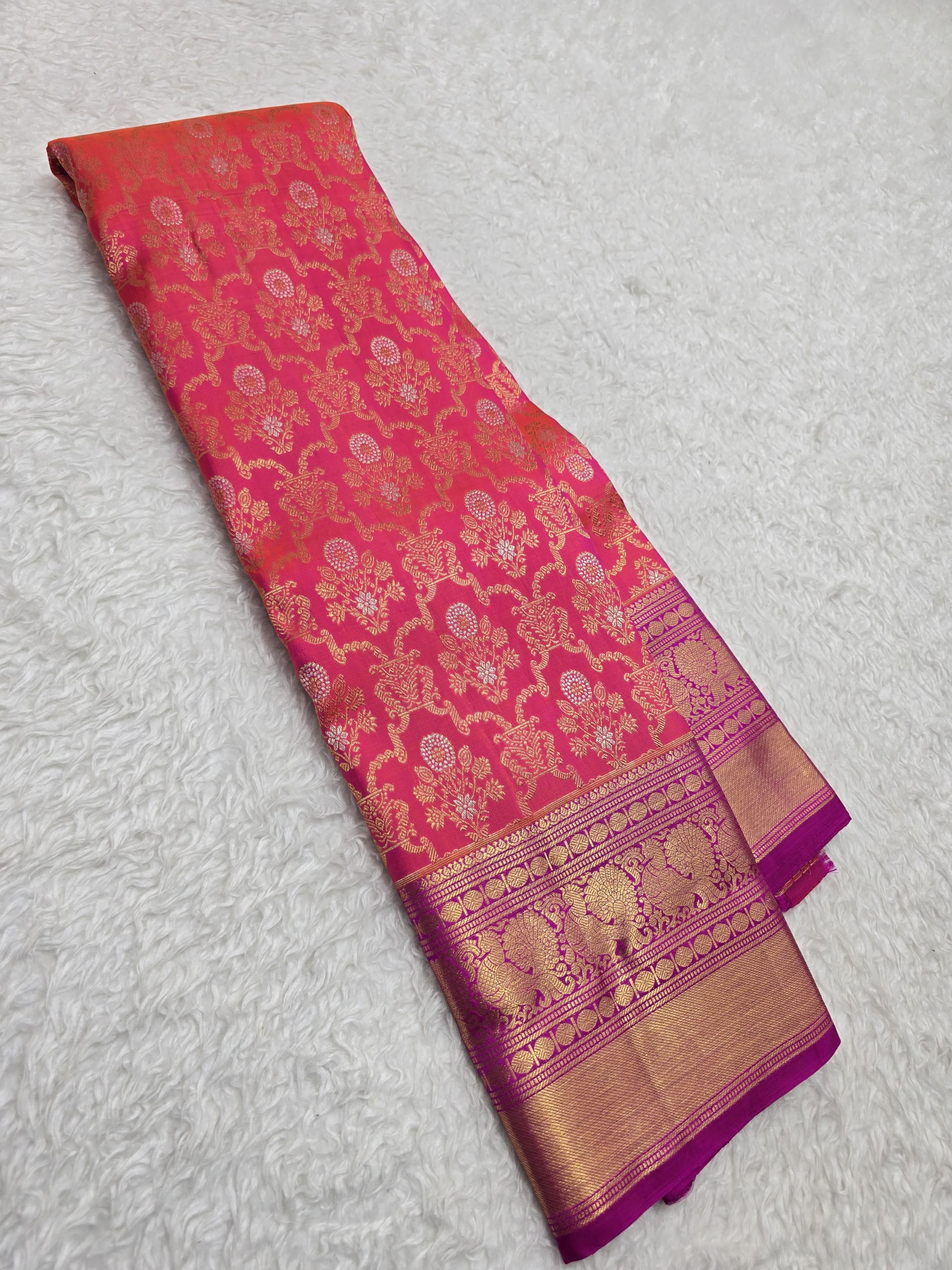 Handloom Pink Silk Saree — view 2