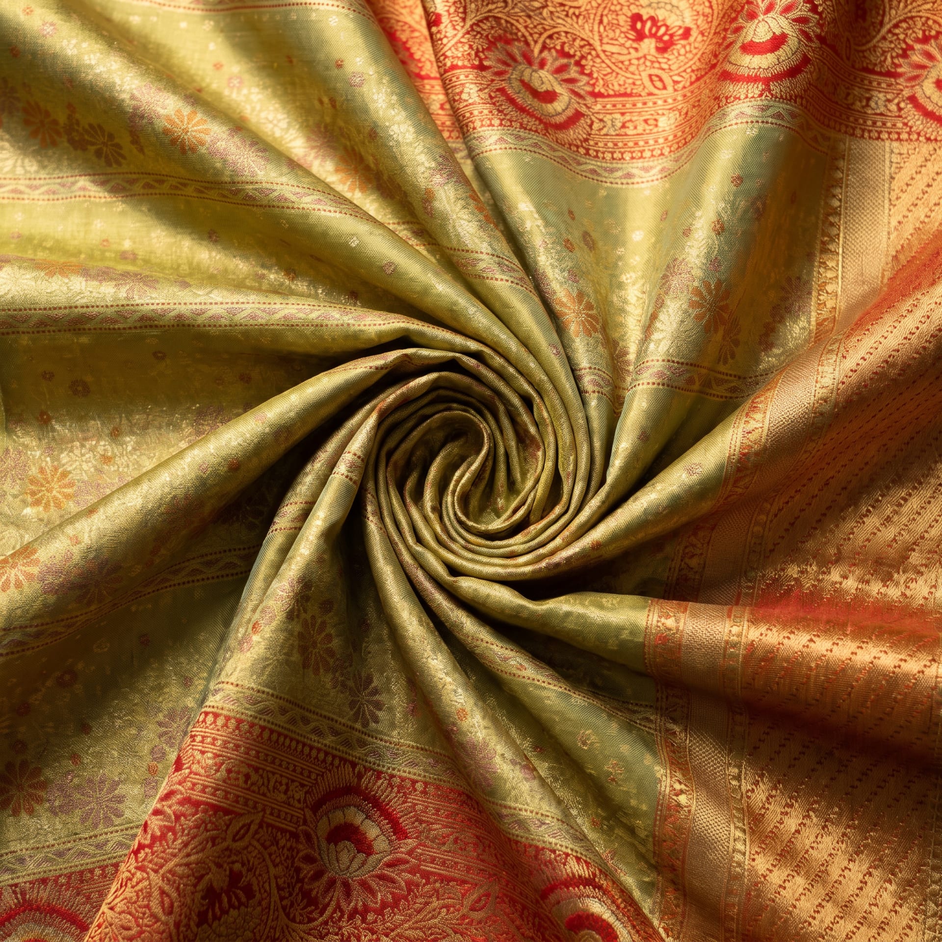 Handloom Green Silk Saree — close drape