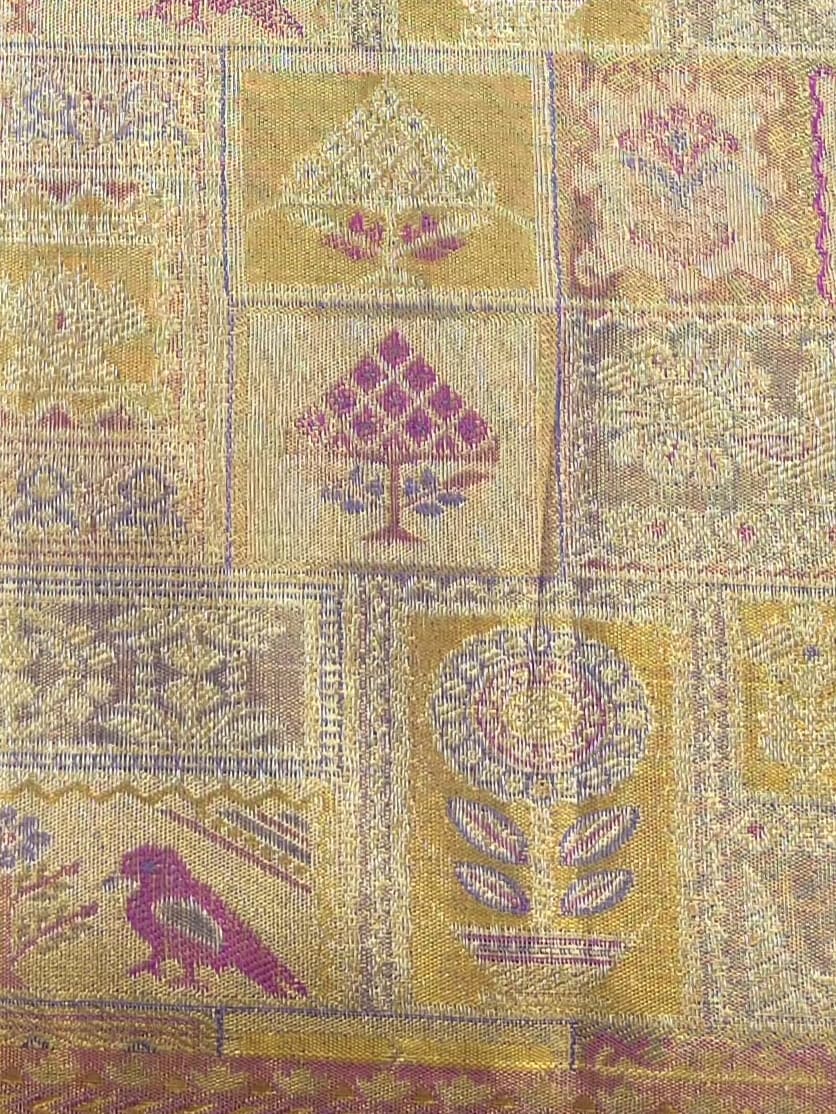 Handloom Lavender With Pink And Gold Silk Saree — view 6