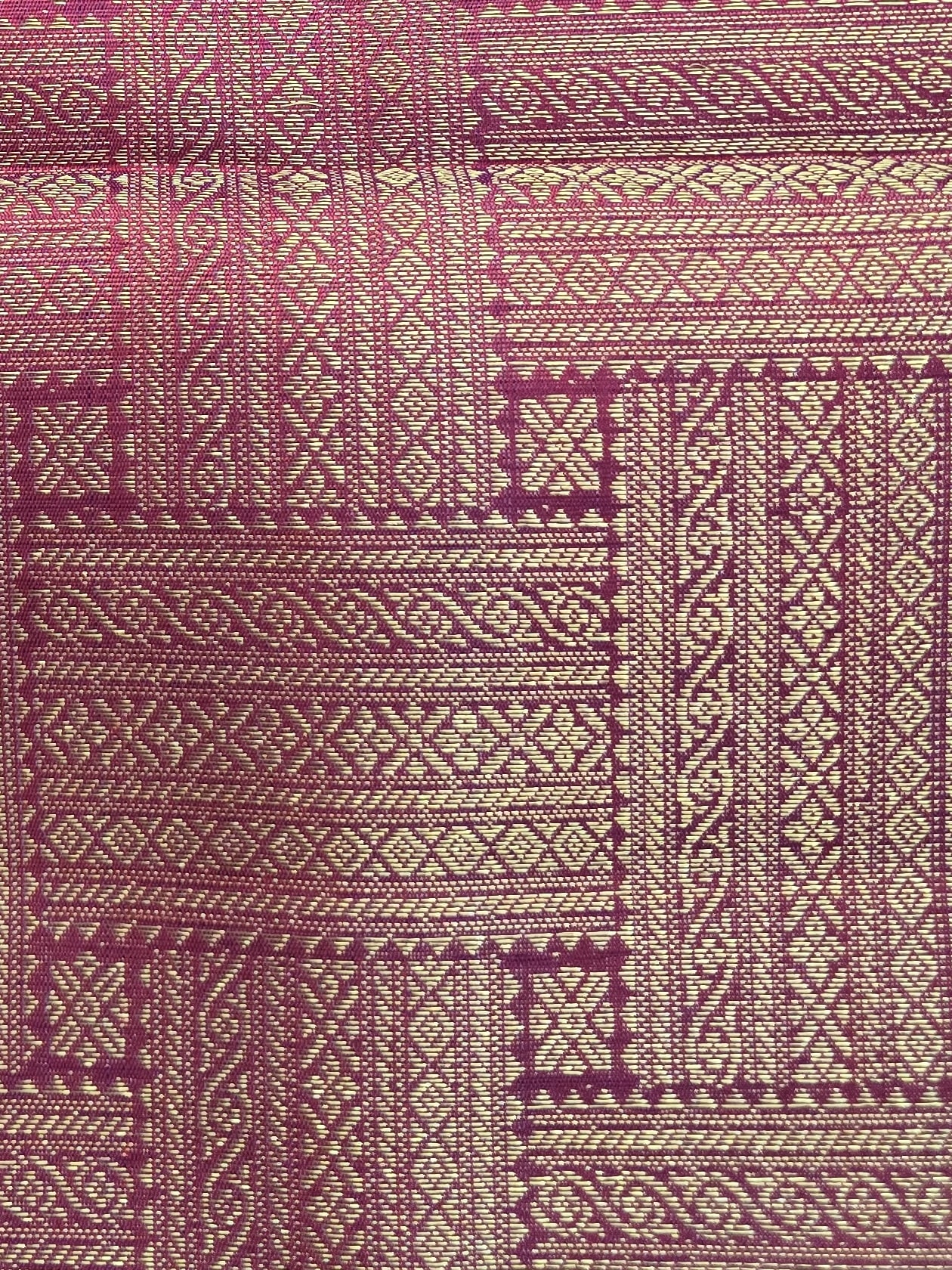 Handloom Pink Red Silk Saree with Heavy Gold Zari — view 6