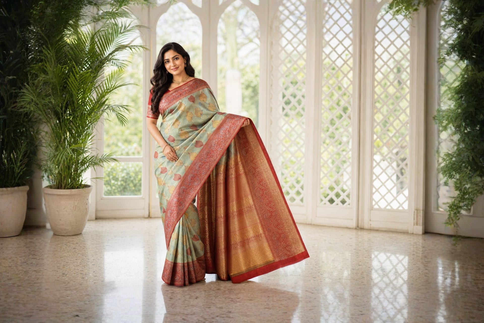 Handloom Light Green Silk Saree — the drape